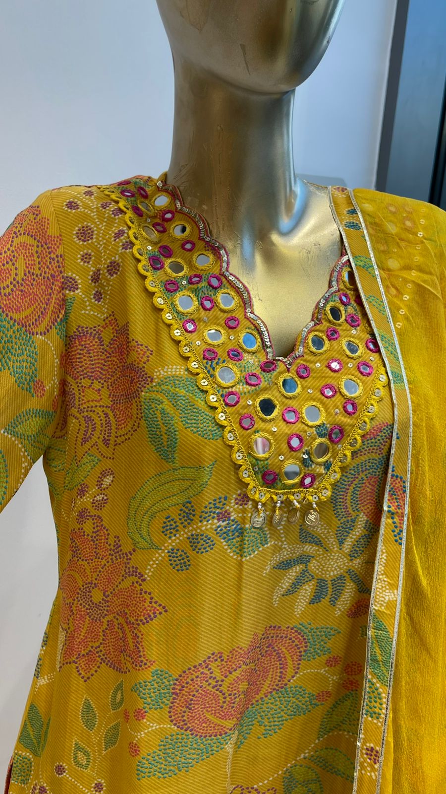 Mustard Floral Pint Women Sharara Set