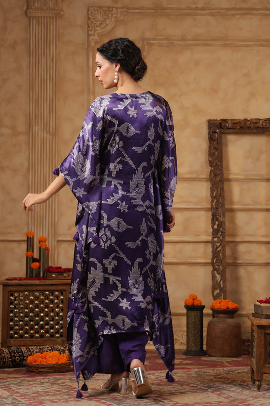 Purple Printed Kaftan Set