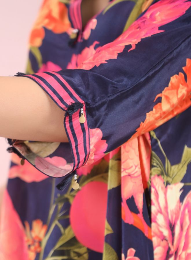 Navy Blue Floral Printed Co-Ord Set
