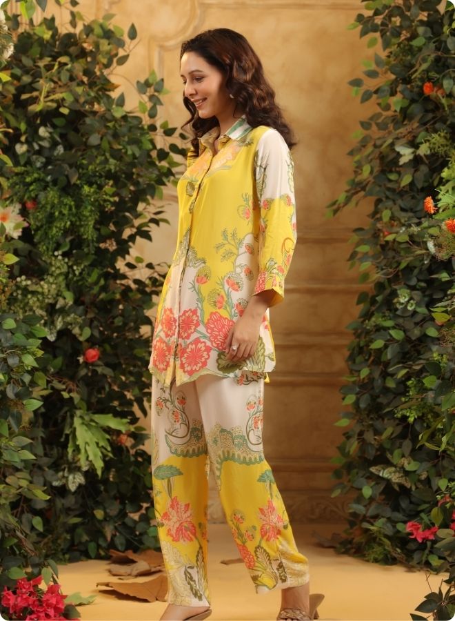 Yellow Floral Printed Co-ord Set