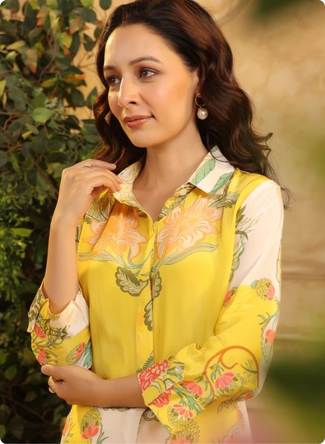 Yellow Floral Printed Co-ord Set