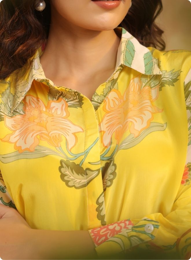 Yellow Floral Printed Co-ord Set