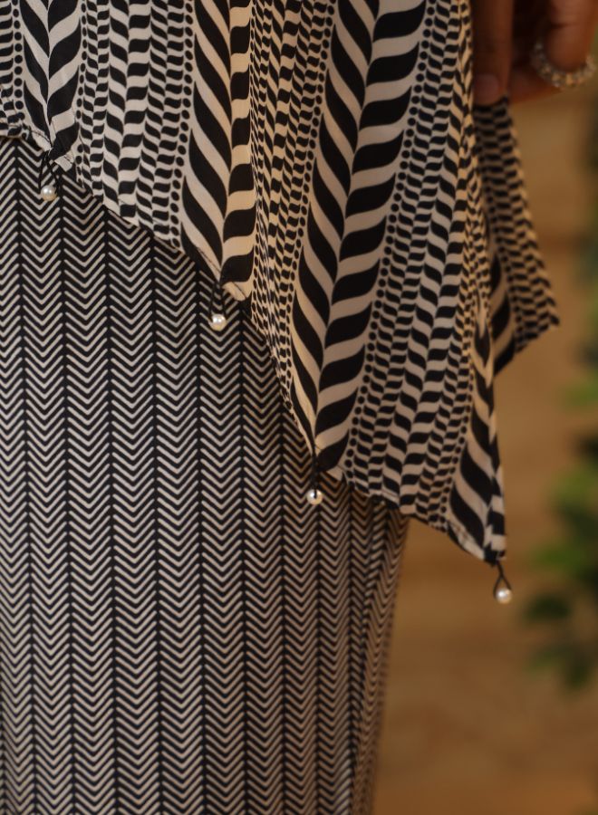 Elegant Black & White Printed Outfit for Women