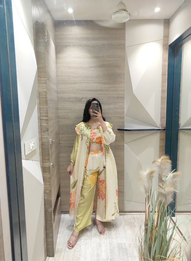 Pista Green & Cream Floral Co-Ord Set