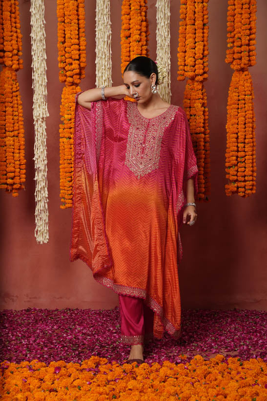 Rani Bandhani Women Kaftan Set