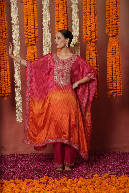 Rani Bandhani Women Kaftan Set
