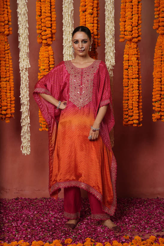 Rani Bandhani Women Kaftan Set