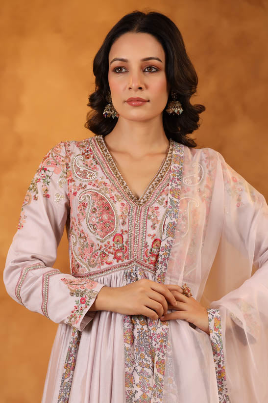 Paisley Embroidered Women Anarkali Set