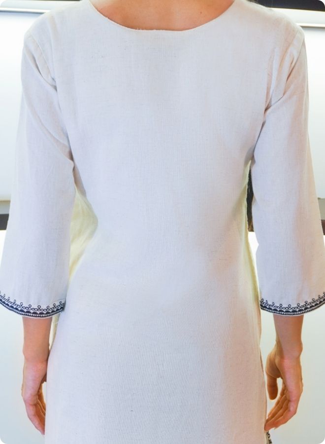 Off-White & Black Embroidered Co-Ord Set with Scenic Motif