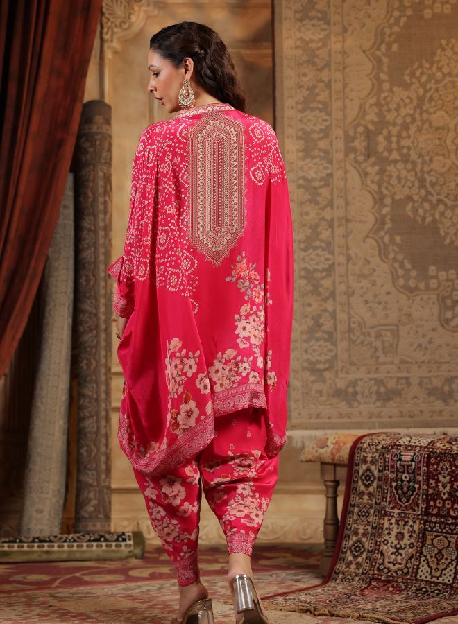 Vibrant Pink Floral Kaftan Set