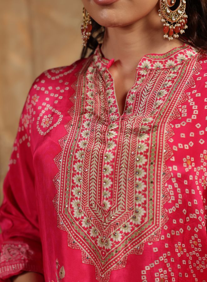 Vibrant Pink Floral Kaftan Set