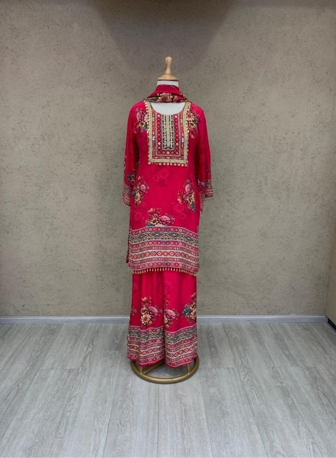 Pink Floral Palazzo Suit Set