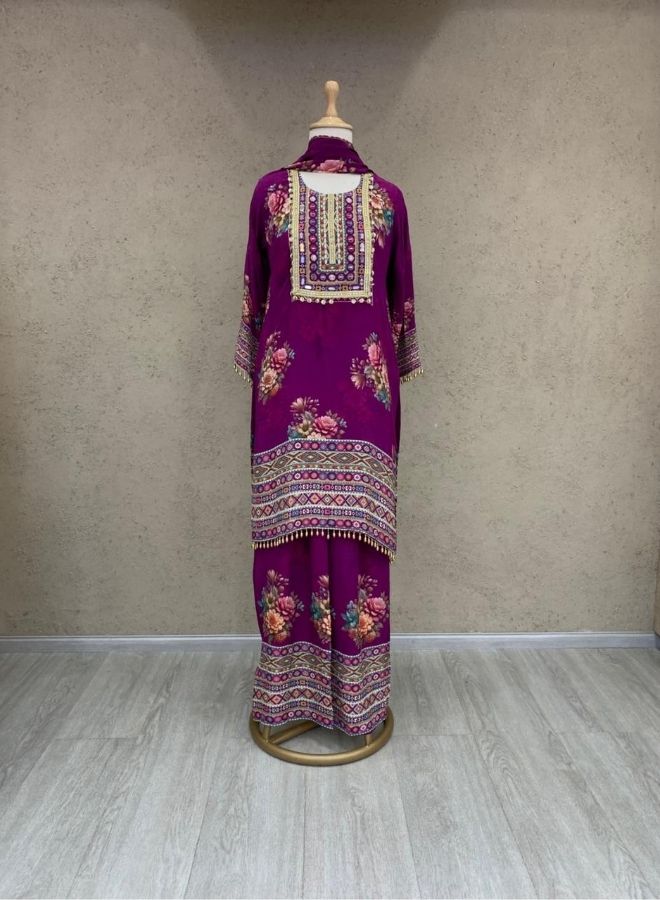 Purple Floral Palazzo Suit Set