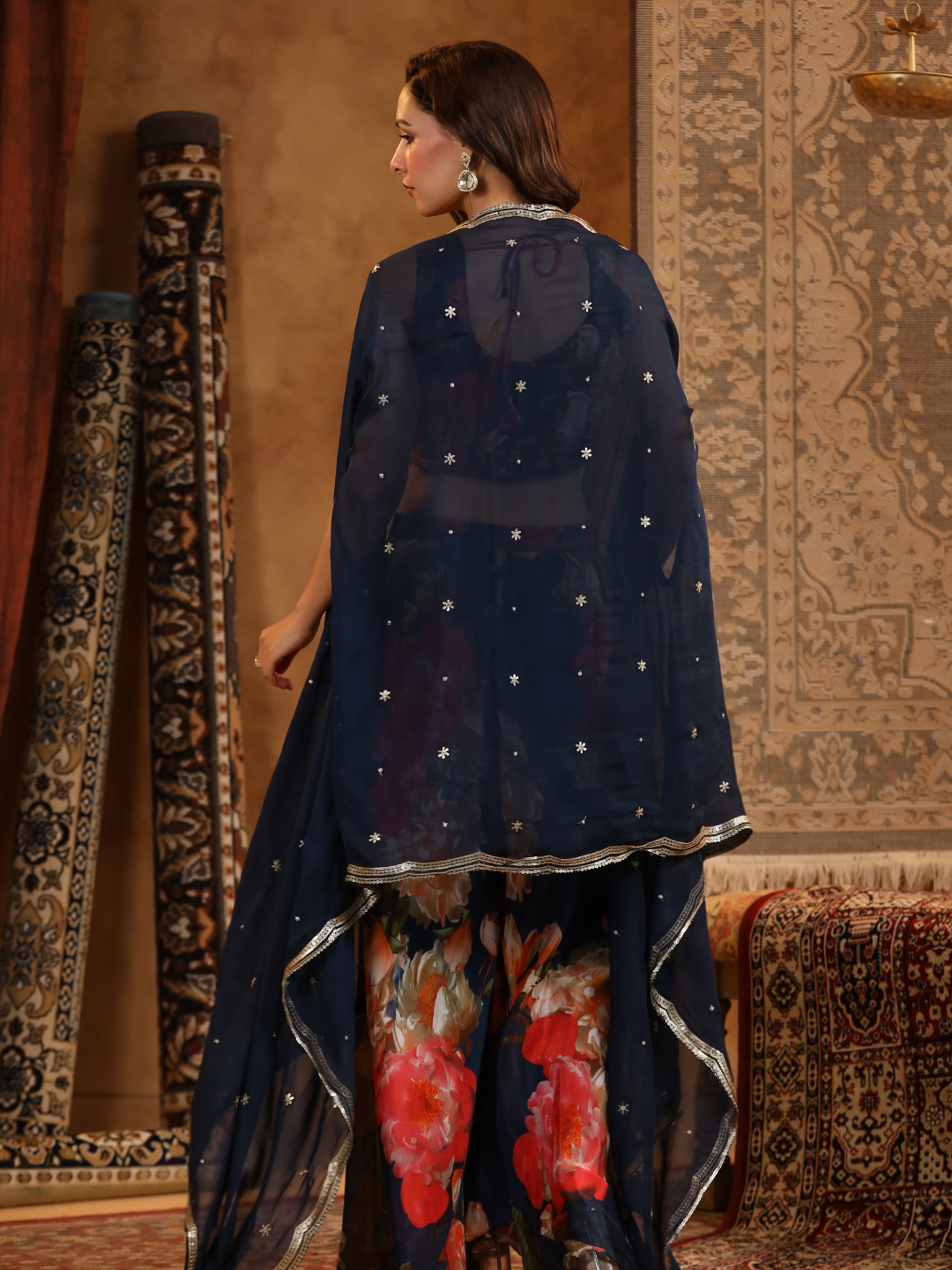 Elegant multi-colored Navy Blue Coord Set