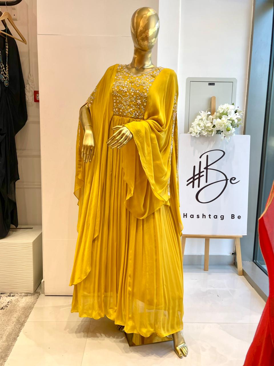 Mustard Embroidered Gown