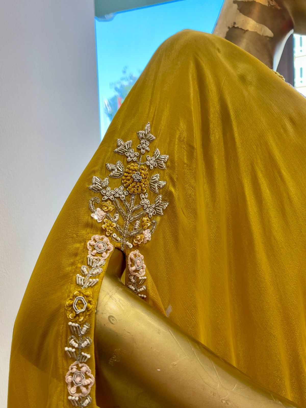 Mustard Embroidered Gown