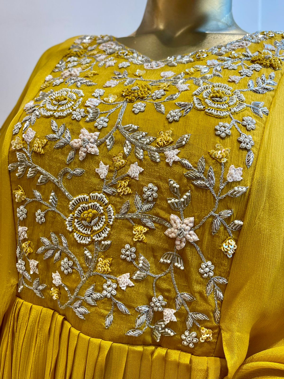 Mustard Embroidered Gown