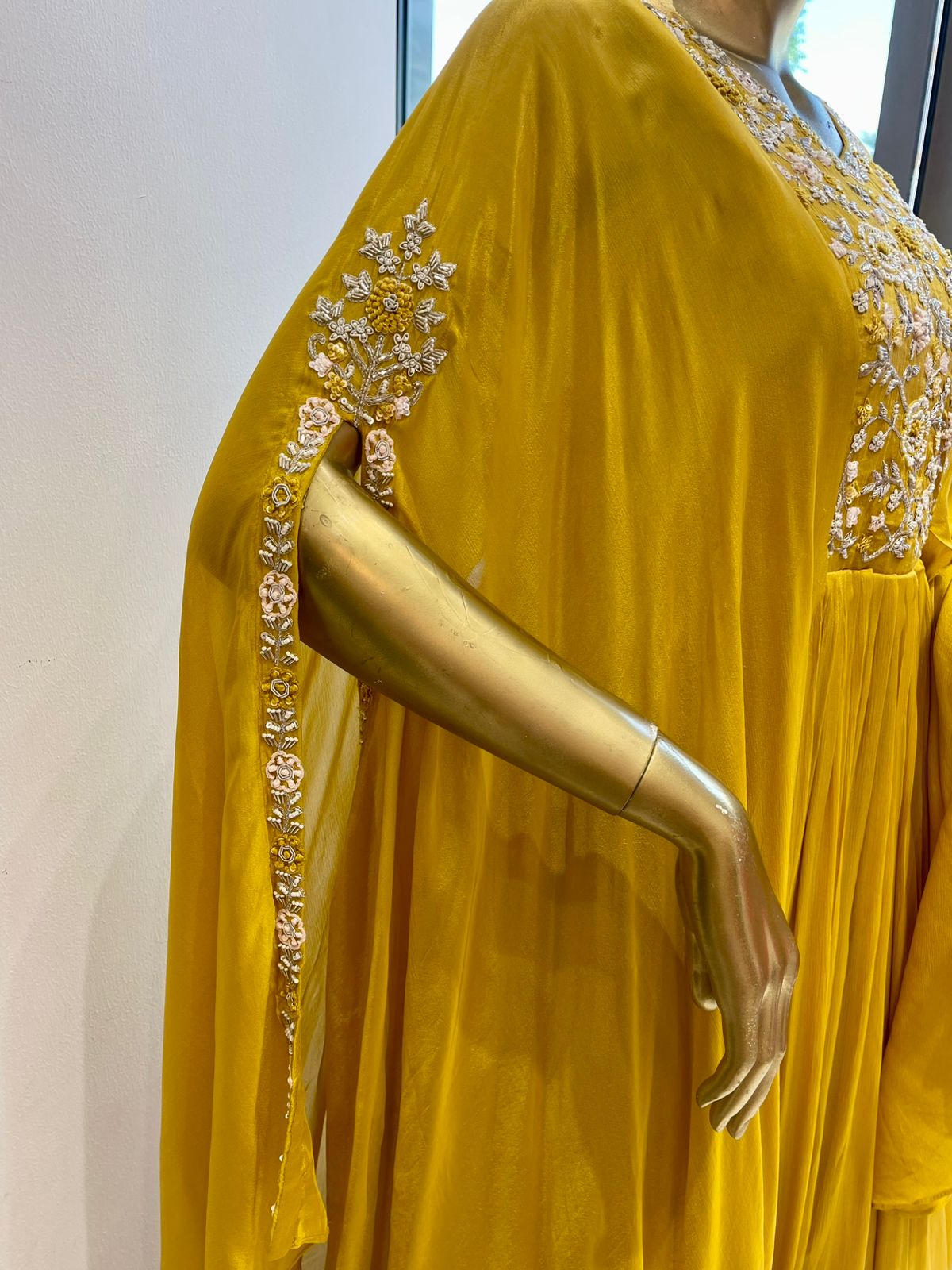 Mustard Embroidered Gown