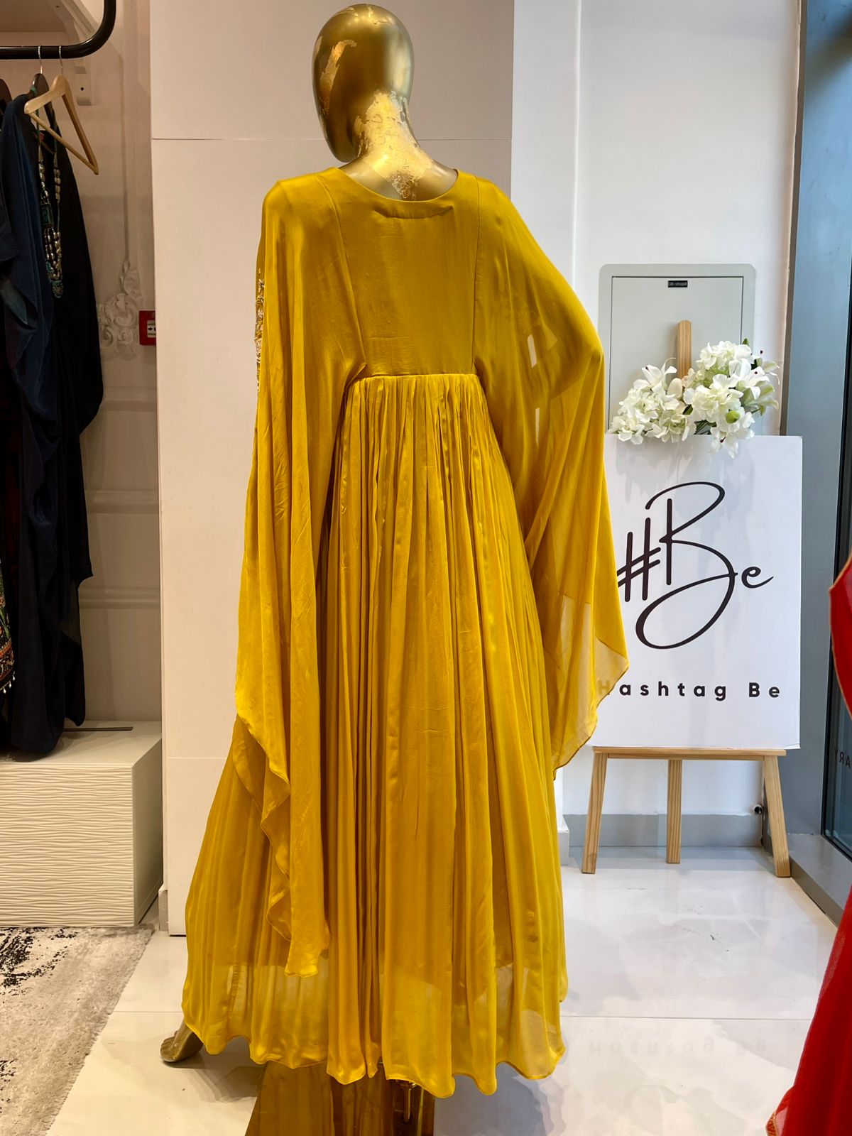 Mustard Embroidered Gown
