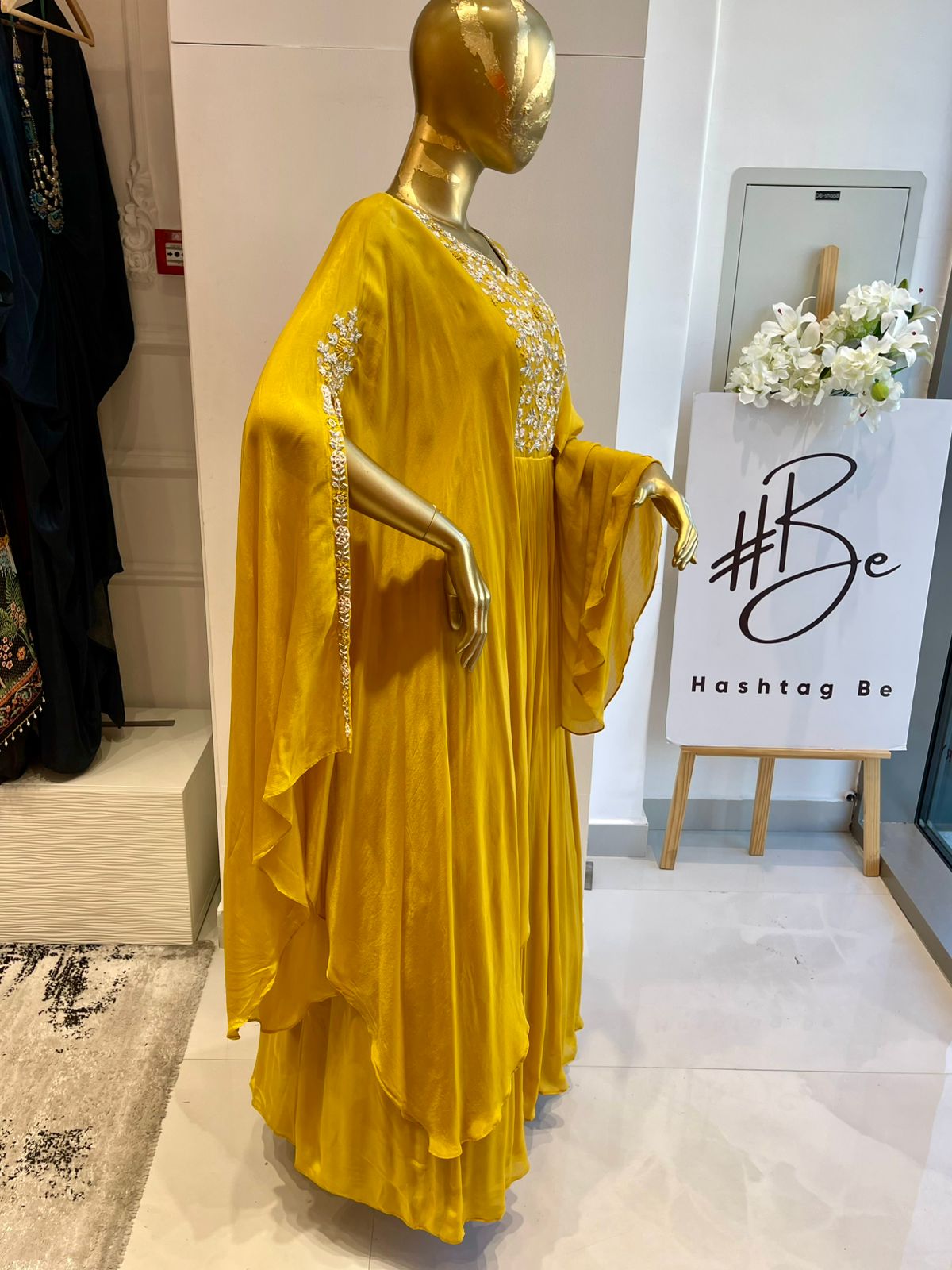 Mustard Embroidered Gown