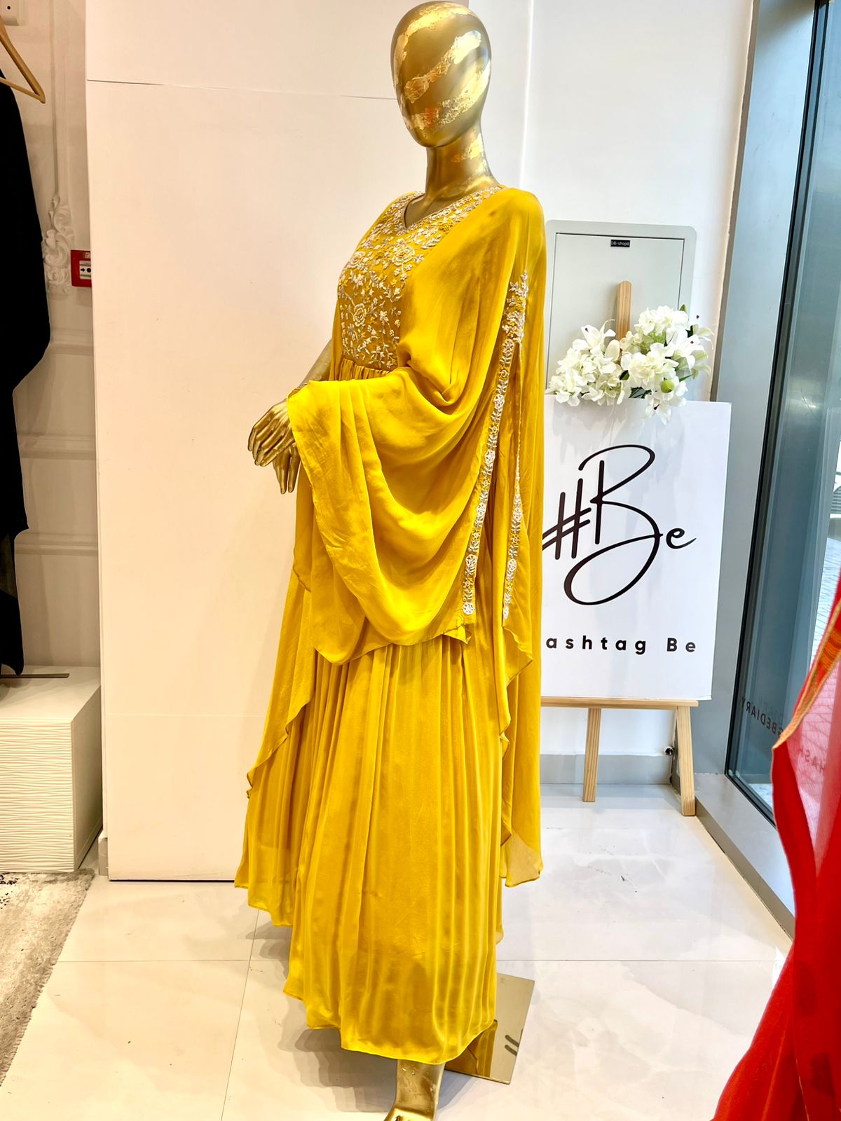 Mustard Embroidered Gown