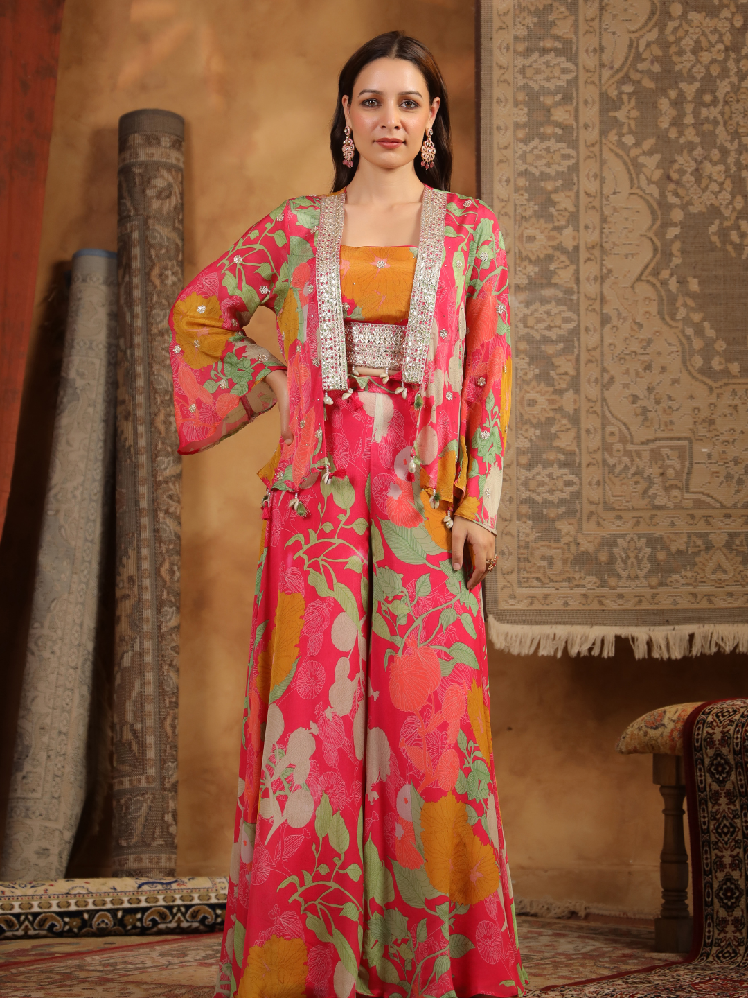 Stunning Rani Pink Floral Co-ord Set