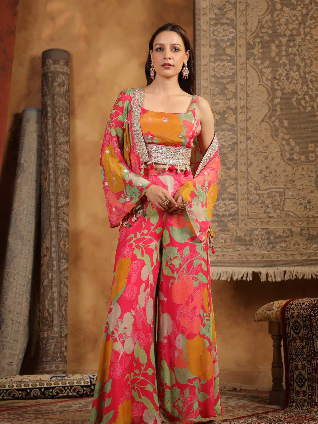 Stunning Rani Pink Floral Co-ord Set