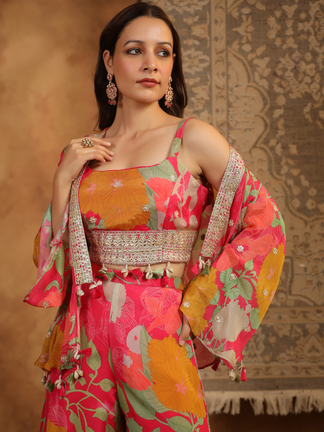 Stunning Rani Pink Floral Co-ord Set