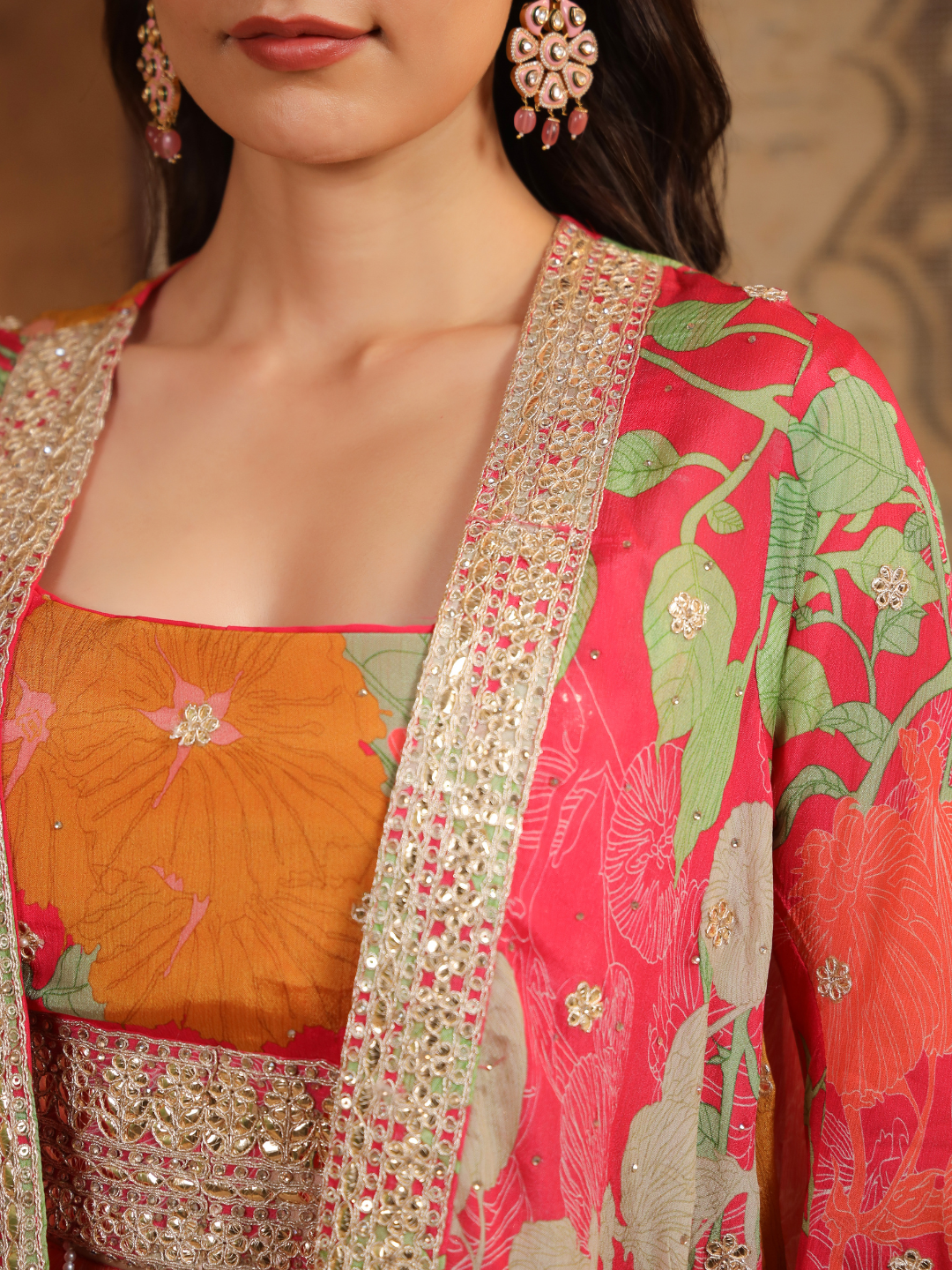 Stunning Rani Pink Floral Co-ord Set