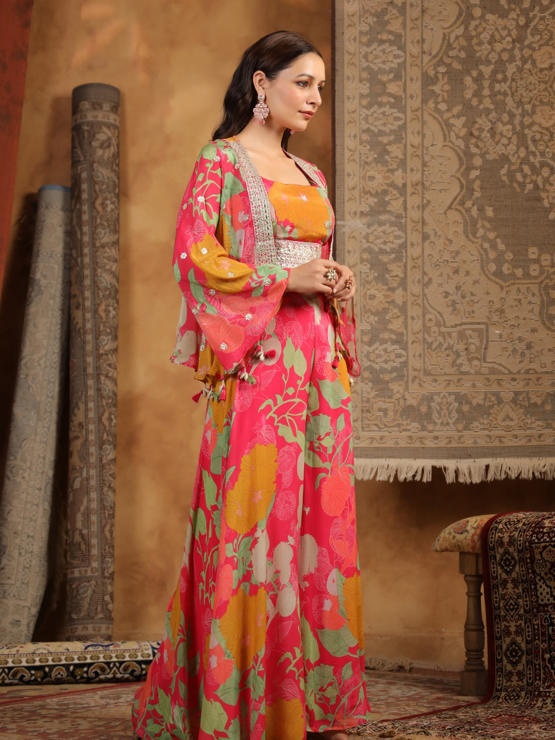Stunning Rani Pink Floral Co-ord Set