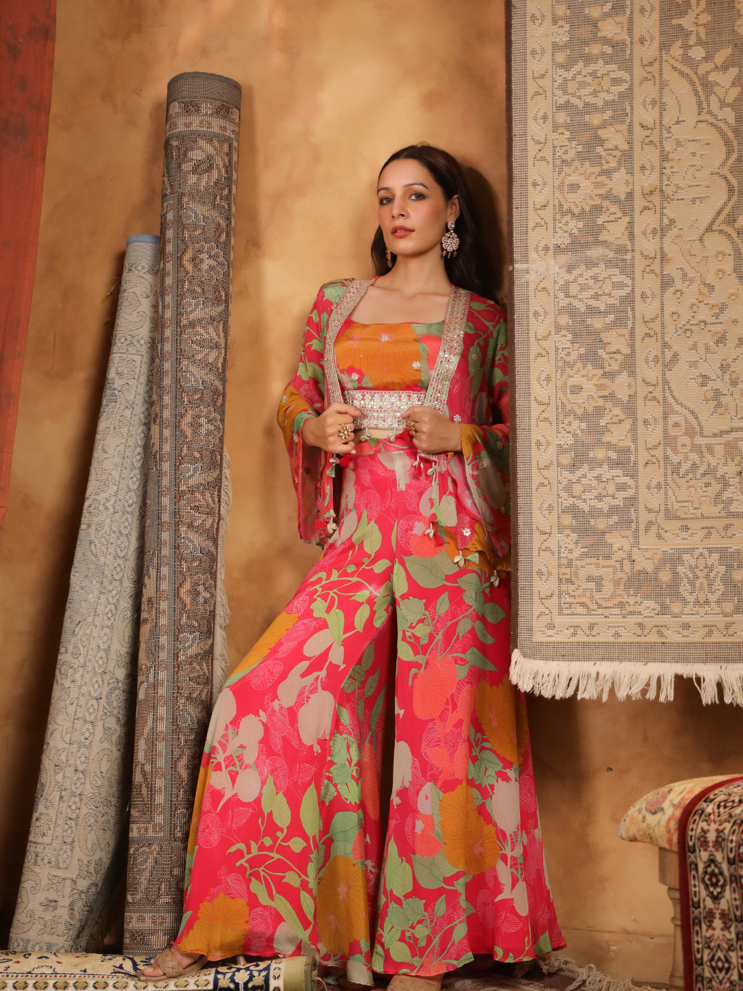 Stunning Rani Pink Floral Co-ord Set