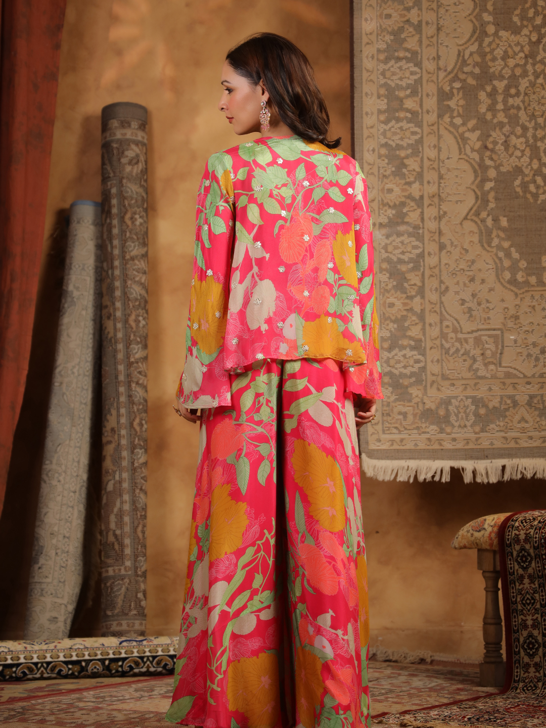 Stunning Rani Pink Floral Co-ord Set