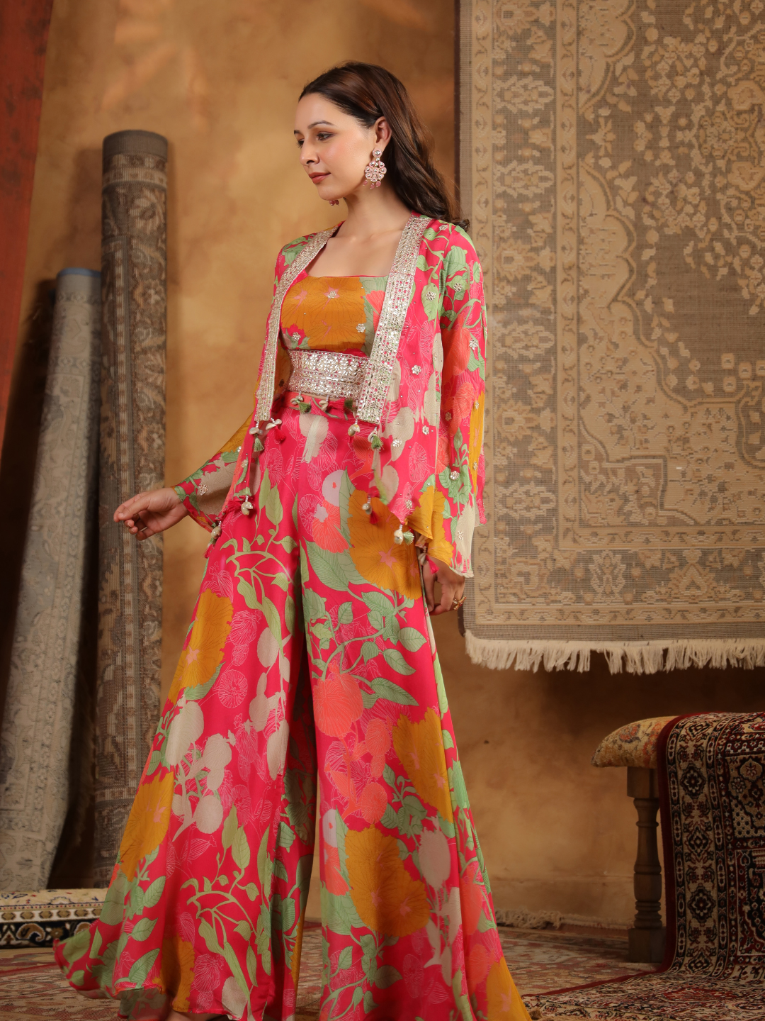 Stunning Rani Pink Floral Co-ord Set