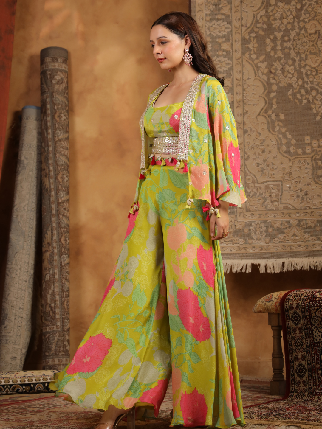 Stunning Lime Green Floral Co-ord Set