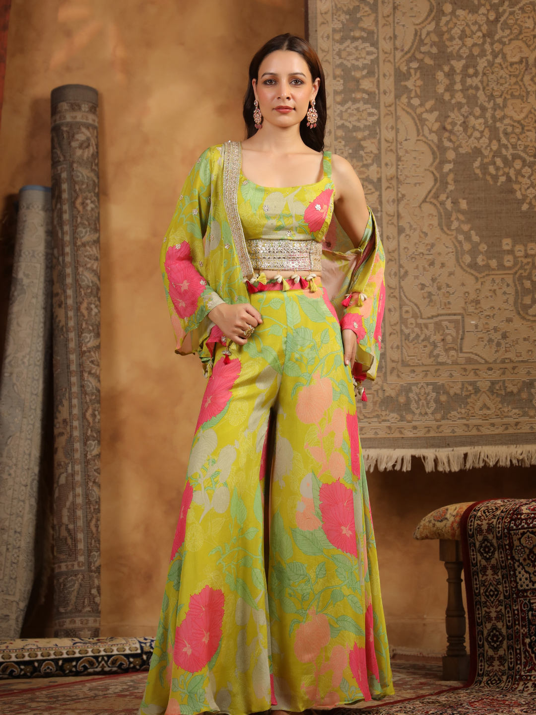 Stunning Lime Green Floral Co-ord Set