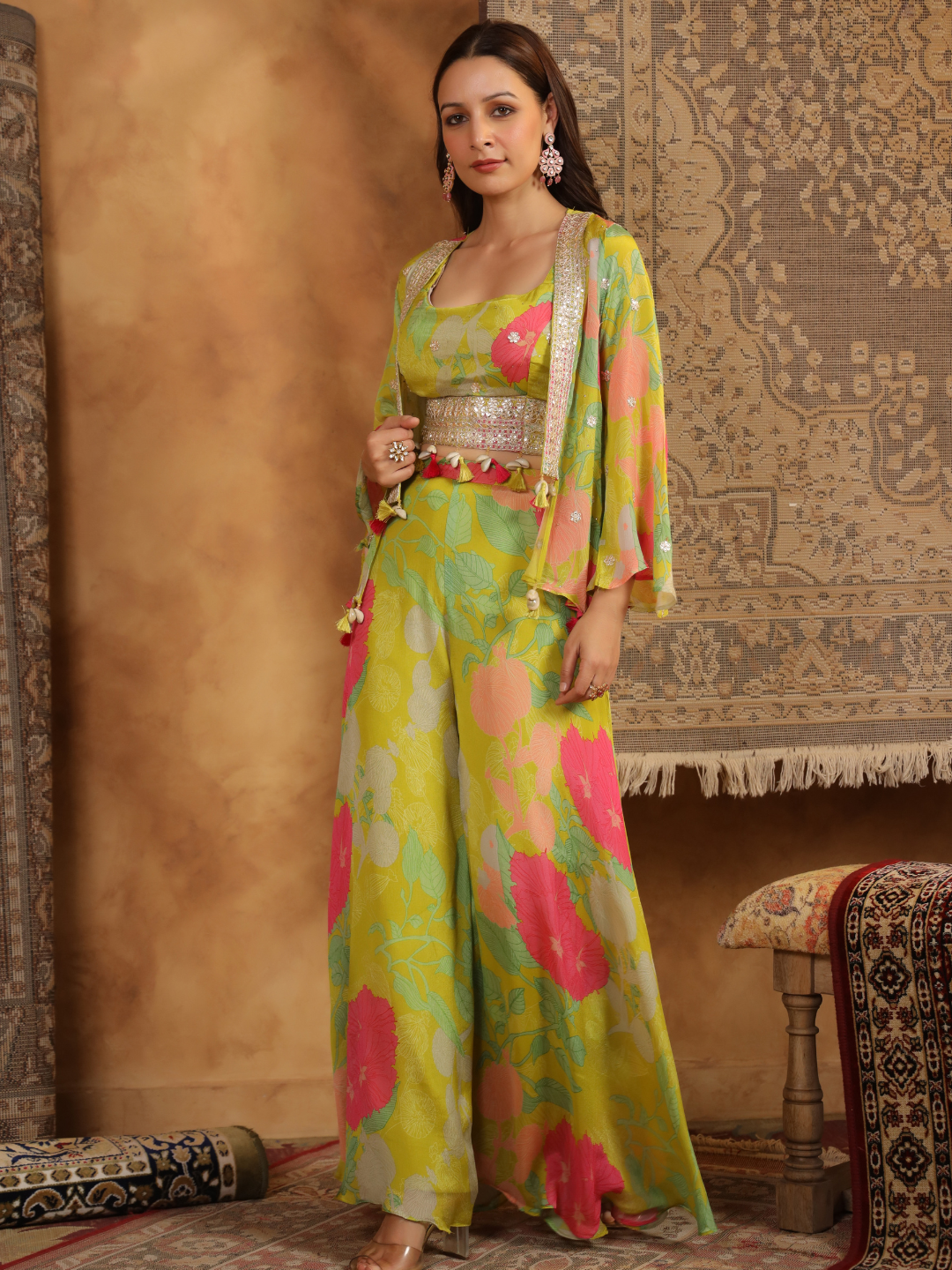 Stunning Lime Green Floral Co-ord Set
