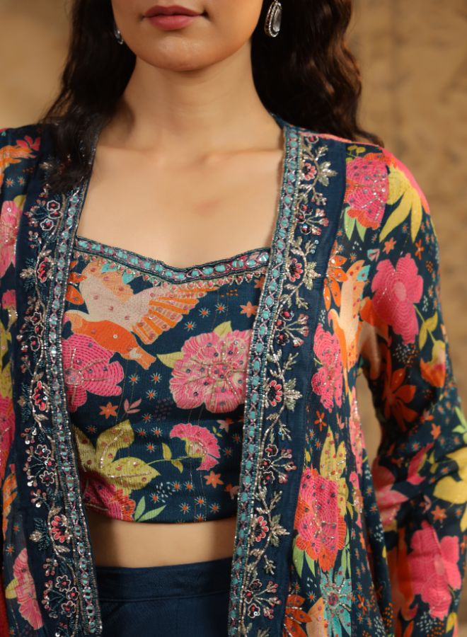 Elegant Floral Embroidered Co-Ord Set
