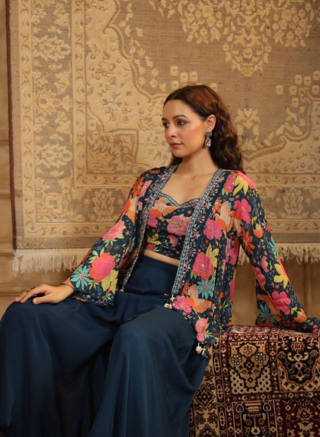 Elegant Floral Embroidered Co-Ord Set