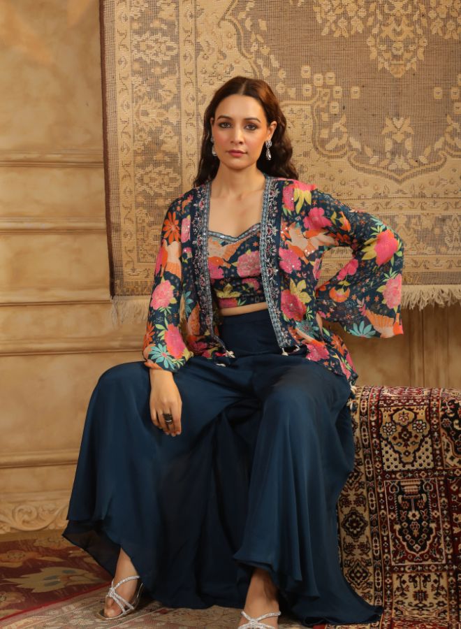 Elegant Floral Embroidered Co-Ord Set