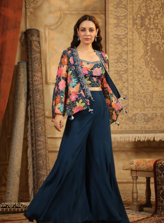 Elegant Floral Embroidered Co-Ord Set