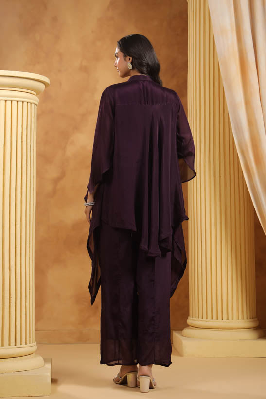 Purple Pearl Embellished Women Co-Ord Set