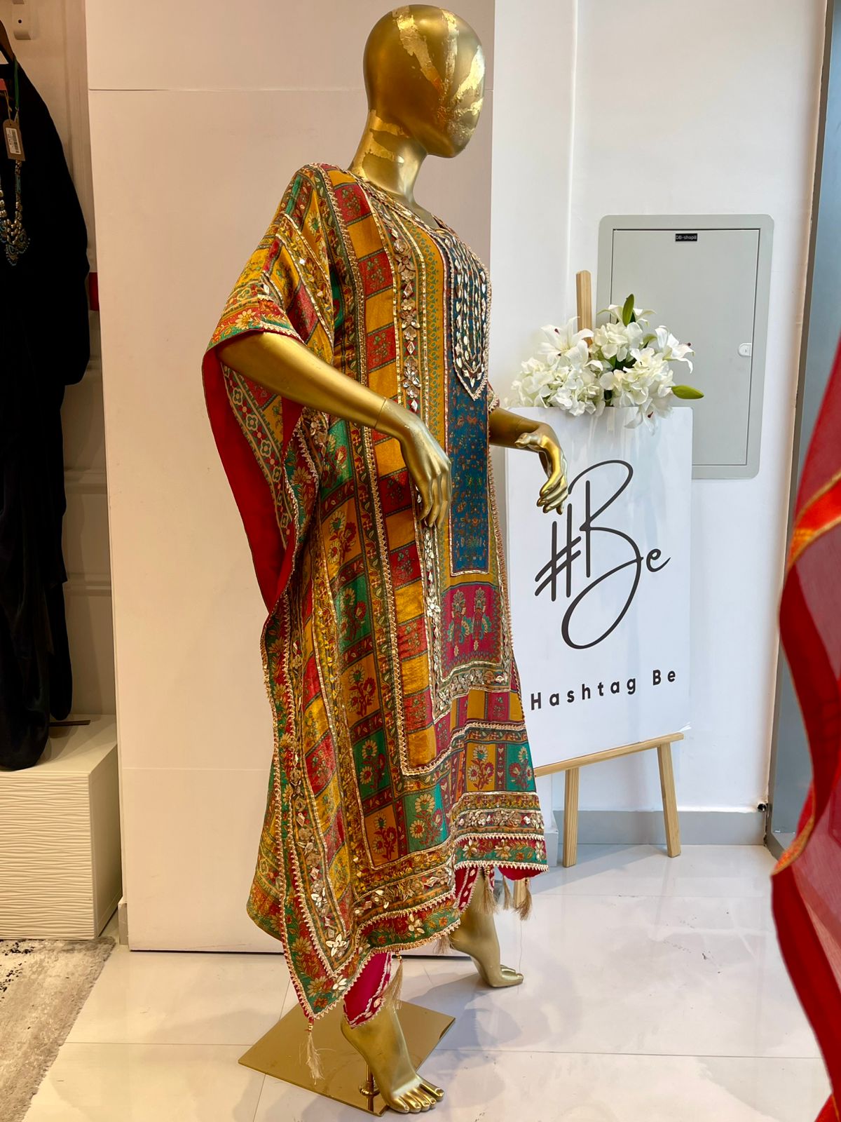 Multicolour Embroidered Kaftan Set