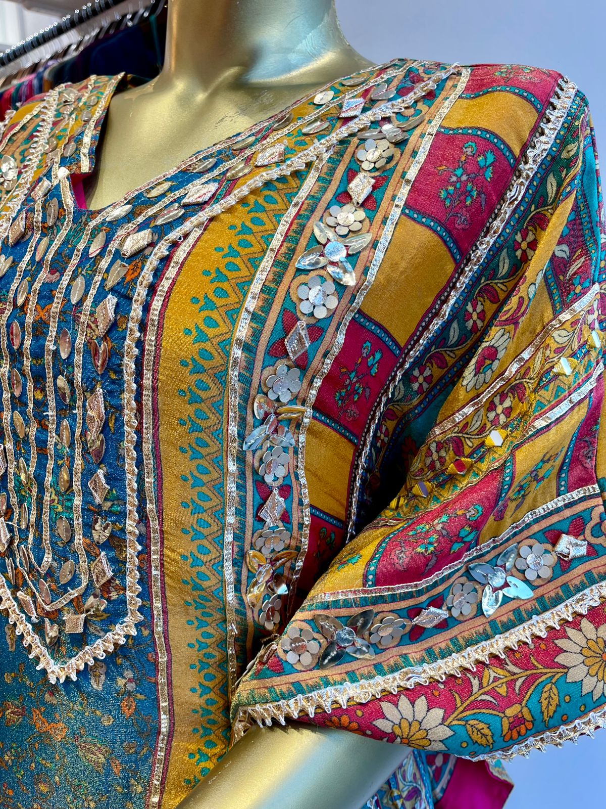 Multicolour Embroidered Kaftan Set