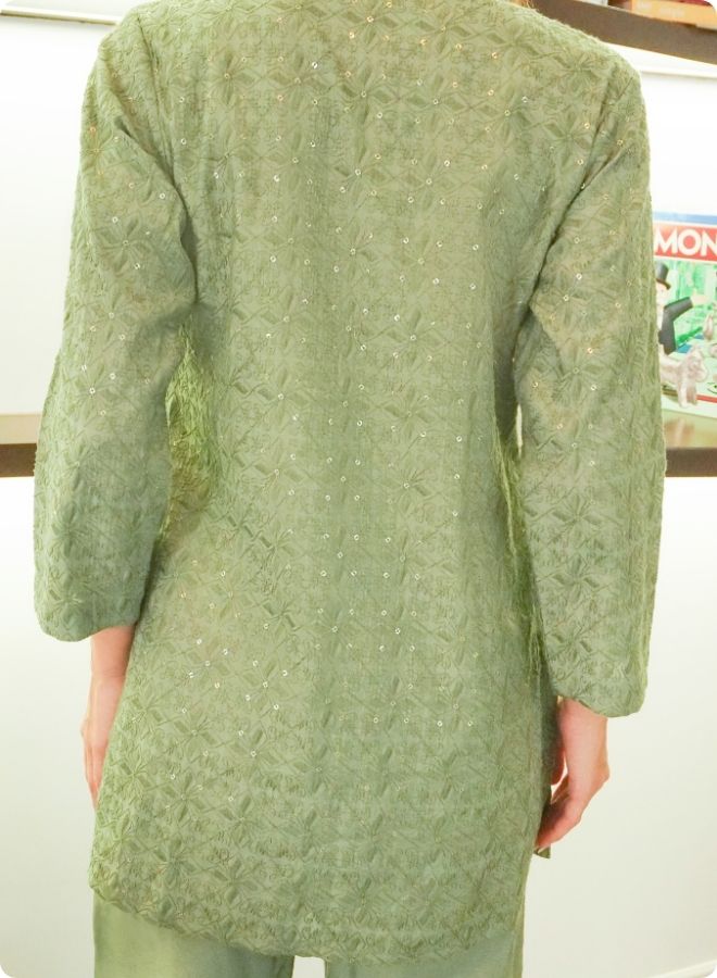 Mehndi Green Mirror Work Co-Ord Set
