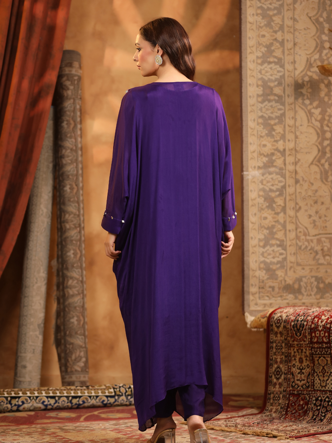 Navy Blue Embroidered Kaftan Set