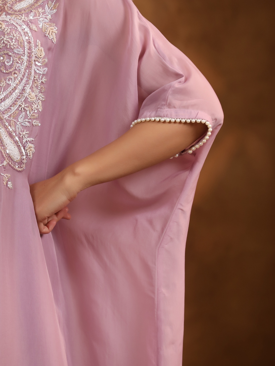 Lavender Embroidered Kaftan Set