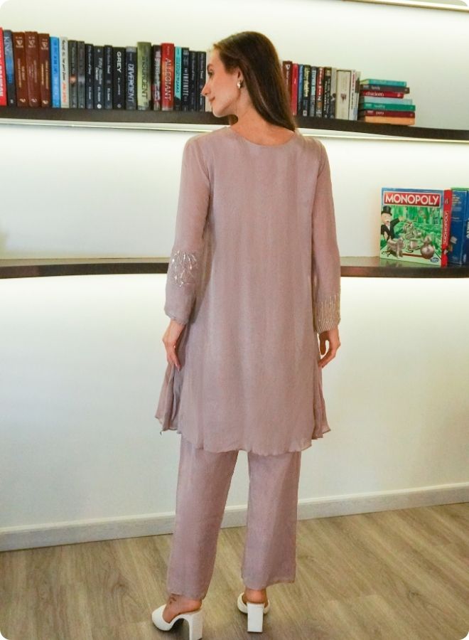 Elegant Brown Embroidered Co-ord Set