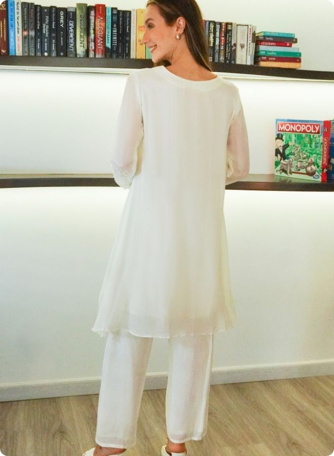Elegant Cream Embroidered Co-ord Set