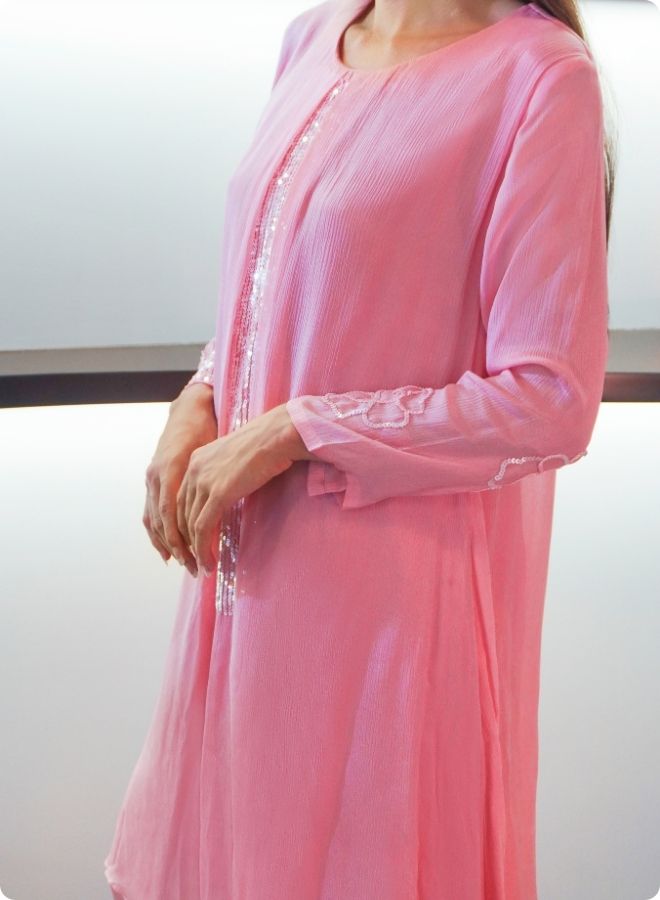 Elegant Pink Embroidered Co-ord Set