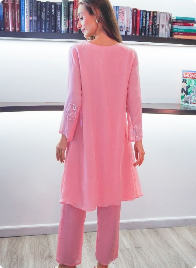 Elegant Pink Embroidered Co-ord Set